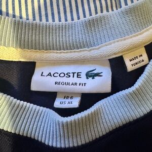 Lacoste Striped Collar Navy Pullover